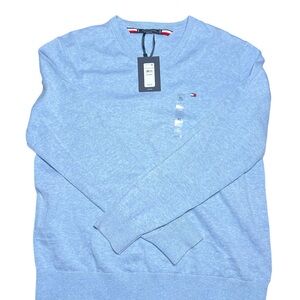 Tommy Hilfiger Men's Light Blue V neck 100% cotton Sweater XL